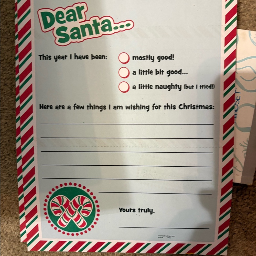 Christmas Wish List Letter to Santa